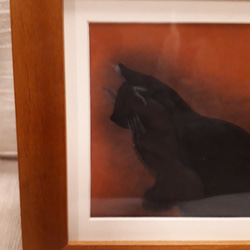 猫付き額縁　　　黒ネコ 3枚目の画像