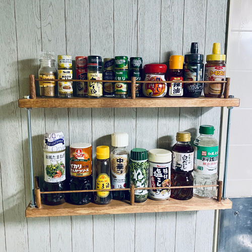 送料無料】壁掛けスパイスラック チェリー色 その他調味料入れ