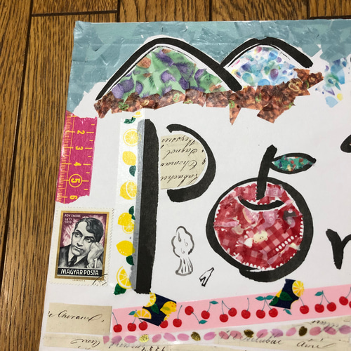 フランス書道 マスキングテープアート 壁掛け くま 書 プレゼントに