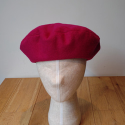 トップ広めで被り方楽しめるベレー帽　beret scramble wide winered 1枚目の画像