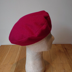 トップ広めで被り方楽しめるベレー帽　beret scramble wide winered 4枚目の画像