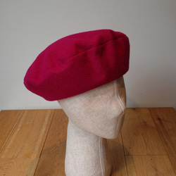 トップ広めで被り方楽しめるベレー帽　beret scramble wide winered 6枚目の画像