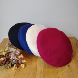 トップ広めで被り方楽しめるベレー帽　beret scramble wide winered 8枚目の画像