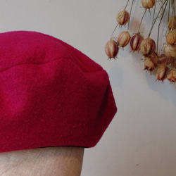 トップ広めで被り方楽しめるベレー帽　beret scramble wide winered 7枚目の画像