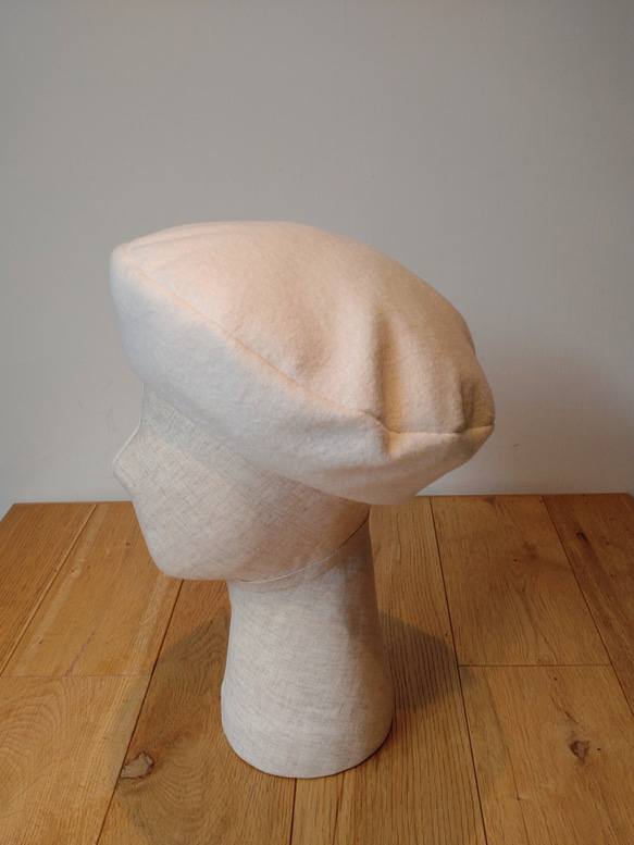 圧縮ウールのベレー帽 beret wide offwhite 2枚目の画像