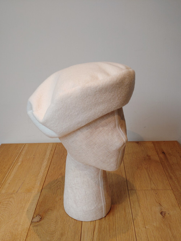 圧縮ウールのベレー帽 beret wide offwhite 6枚目の画像