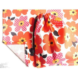 40×60 ランチョンマット 花柄  大 給食 巾着袋 赤 大きめ セット 1枚目の画像