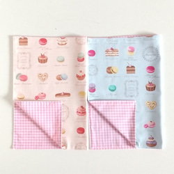 30×40 ランチョンマット☆マカロン柄 給食 ピンク 水色 2枚組 セット yuwa 女の子 3枚目の画像