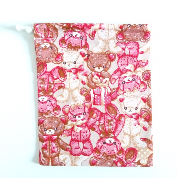 40×60 くま柄 ランチョンマット 巾着袋 セット 給食   女の子 大 小学校 机サイズ 4枚目の画像