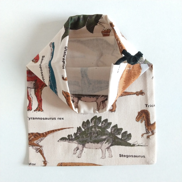 30×40 ランチョンマット 恐竜柄 巾着袋 ２点 セット 給食 コップ袋 男の子 ベージュ 5枚目の画像