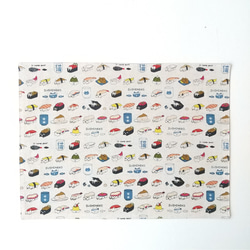 30×40 ランチョンマット 寿司猫柄 巾着袋 ２点 セット 給食 コップ袋 男の子 女の子 生成 2枚目の画像