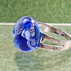 指輪 青いミルフィオリ　クリアランスセール 2枚目の画像