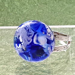 指輪 青いミルフィオリ　クリアランスセール 4枚目の画像