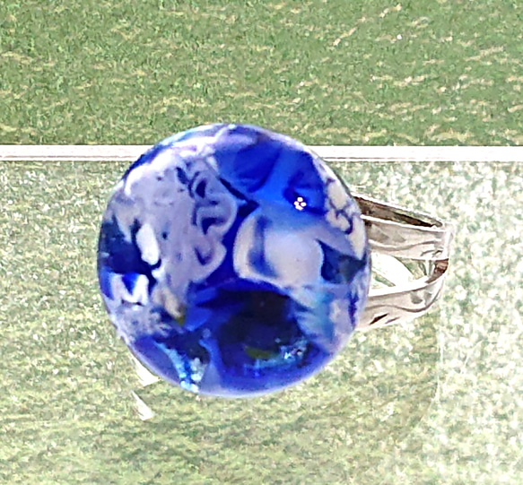 指輪 青いミルフィオリ　クリアランスセール 5枚目の画像