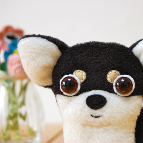 チワわんこの小物入れ ポーチ チワワ ブラックタン 黒 ぬいぐるみ 小物