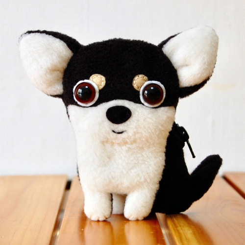 チワわんこの小物入れ ポーチ チワワ ブラックタン 黒 ぬいぐるみ 小物