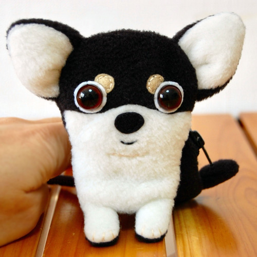チワわんこの小物入れ ポーチ チワワ ブラックタン 黒 ぬいぐるみ 小物
