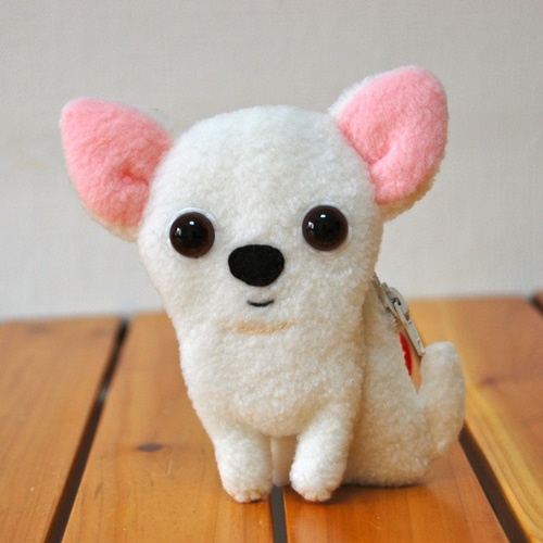 チワわんこの小物入れ ポーチ チワワ 白 ぬいぐるみ 小物入れ ポーチ