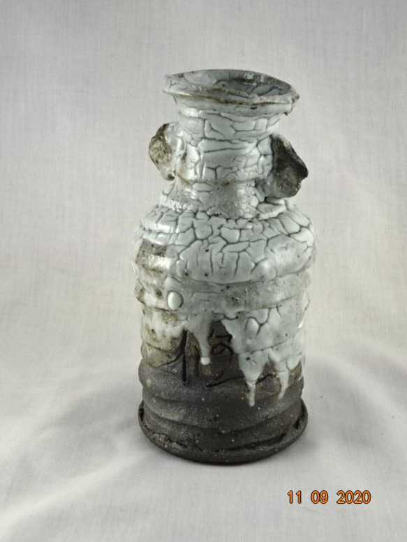 花瓶■古い梅花皮血線紋瓶 かいらぎ 花器 水滴 小さい一輪挿し 時代物 骨董品■ Amazon.co.jp: 萩焼 大和 松雁 22cm 白釉 梅花皮（かいらぎ