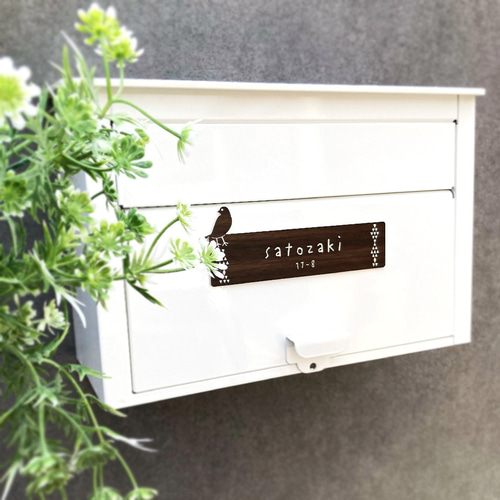 かわいい小鳥のアクリルネームプレート｜幾何学模様｜室内ドアや表札に