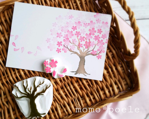 満開の桜の木はんこセット（3月4月春の消しゴムはんこ） はんこ