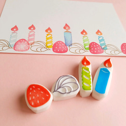 お誕生日ケーキのはんこセット（ろうそく・いちご・生クリーム） 2枚目の画像