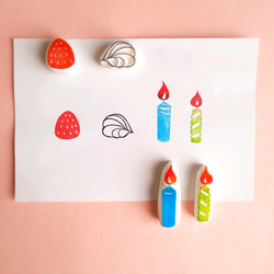 お誕生日ケーキのはんこセット（ろうそく・いちご・生クリーム） 3枚目の画像