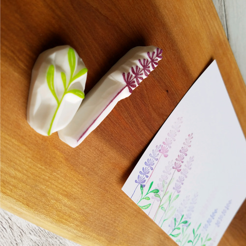 可愛いラベンダーはんこセット(春の消しゴムはんこ) はんこ・スタンプ