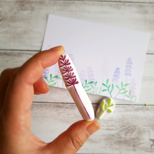 可愛いラベンダーはんこセット(春の消しゴムはんこ) はんこ・スタンプ