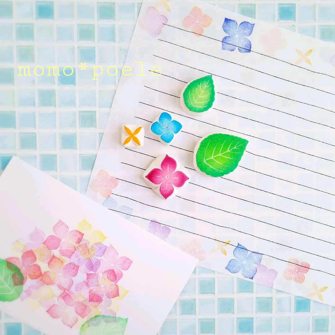 ちびうさ 消しゴムはんこNo.62 お花の上で