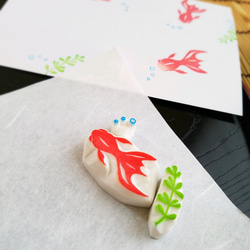 艶っぽい金魚のはんこセット【6月・7月初夏の消しゴムはんこ】 2枚目の画像