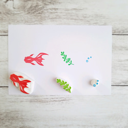 艶っぽい金魚のはんこセット【6月・7月初夏の消しゴムはんこ】 3枚目の画像