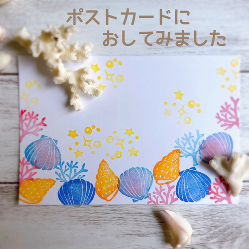 海のはんこセット【貝殻・珊瑚・星】（7月8月夏の消しゴムはんこ