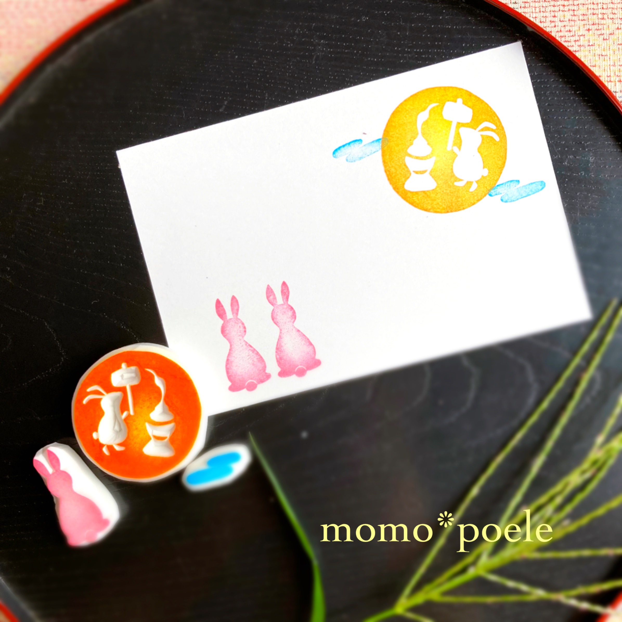 消しゴムはんこNo.253 ちびうさとお月さま セーラームーンの消しゴム