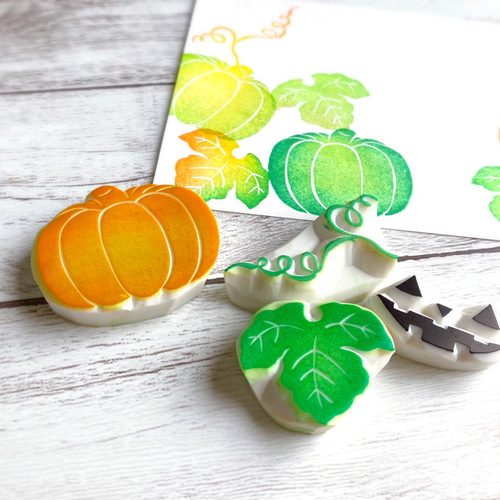ハロウィンにも使える！2WAYかぼちゃのはんこセット（秋の消しゴム
