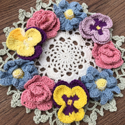 リアルパンジー マーガレット ミニバラのドイリー レース編み 手編み かぎ針編み 7枚目の画像