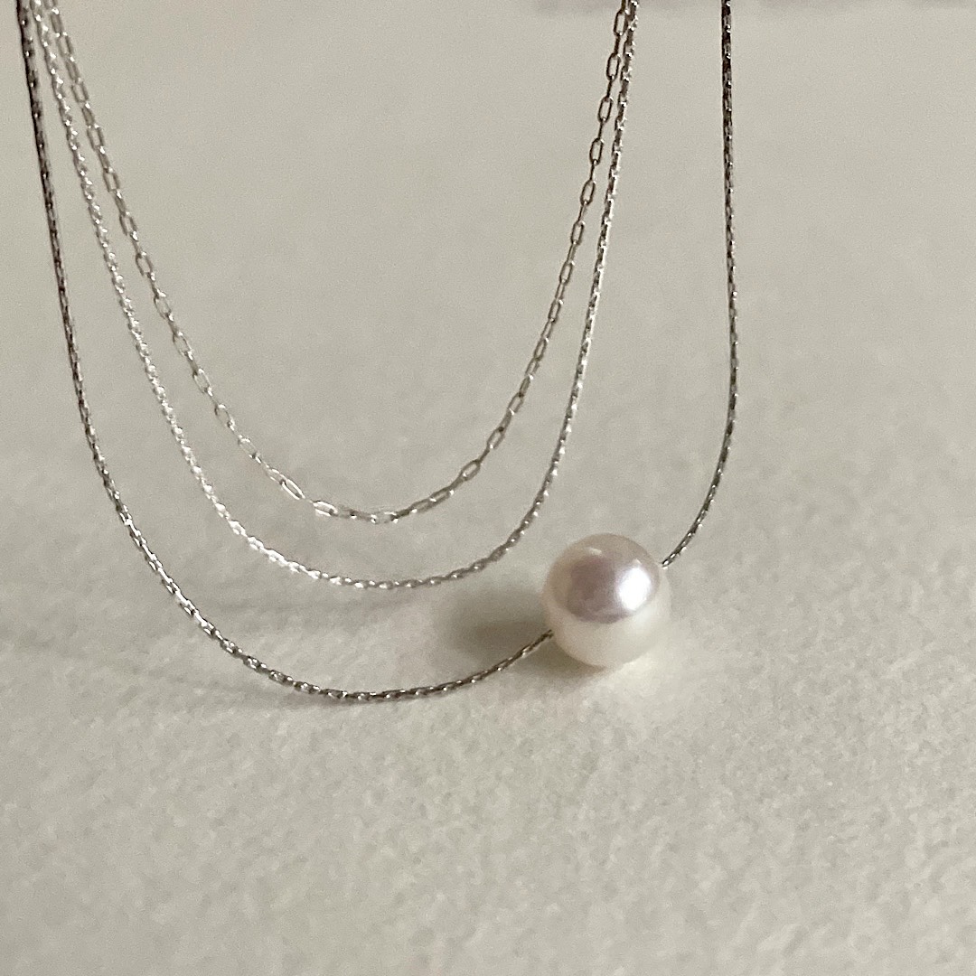 《ハイグレードクラス花珠あこや真珠》パール1粒スルーネックレス ✳︎ チェーン選択可
