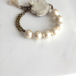 棉花珍珠珠寶刺繡手鐲/ AG〜Lustrini〜 第4張的照片
