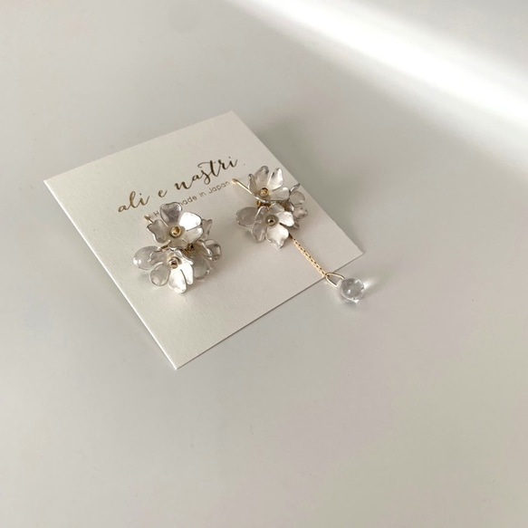 【2019夏新作】Snow Flower & Drop Pierced Earrings 4枚目の画像