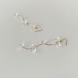 Blooming  Crystal Clear Flower Pierced Earrings 3枚目の画像