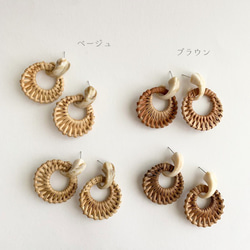 Marble Statement & Rattan Ring Pierced Earrings 7枚目の画像