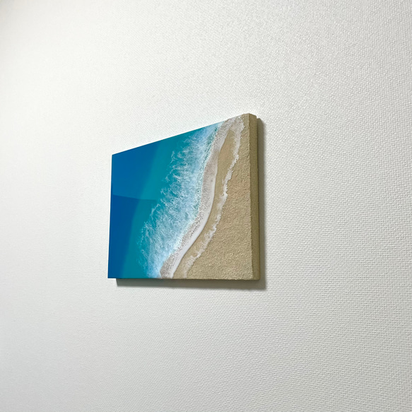 海アート　木製パネル　B4サイズ　インテリアパネル　アートパネル　インテリア　絵　レジンアート海　一点物　 3枚目の画像