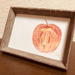 小さな木版画　りんご① 2枚目の画像