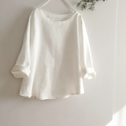 ◎着回し抜群◎リネン◎シンプル◎白ブラウス♪七分袖 2枚目の画像