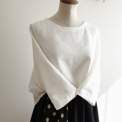 ◎着回し抜群◎リネン◎シンプル◎白ブラウス♪七分袖 3枚目の画像