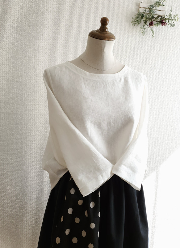 ◎着回し抜群◎リネン◎シンプル◎白ブラウス♪七分袖 3枚目の画像