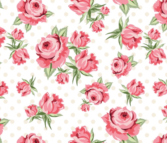 Prize roses ベージュドット×バラ　ポピーコットン　Poppie Cotton 2枚目の画像