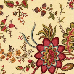 Sajou fabric エキゾチックな花柄　motif 8 on tea base 1枚目の画像