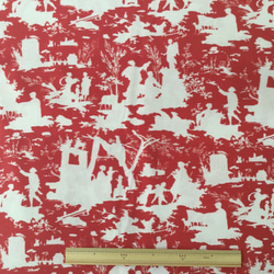 トワルドジュイ　愛の告白　シルエット柄　赤地に白　約75×55cm 2枚目の画像