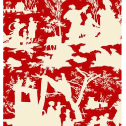 トワルドジュイ　愛の告白　シルエット柄　赤地に白　約75×55cm 3枚目の画像